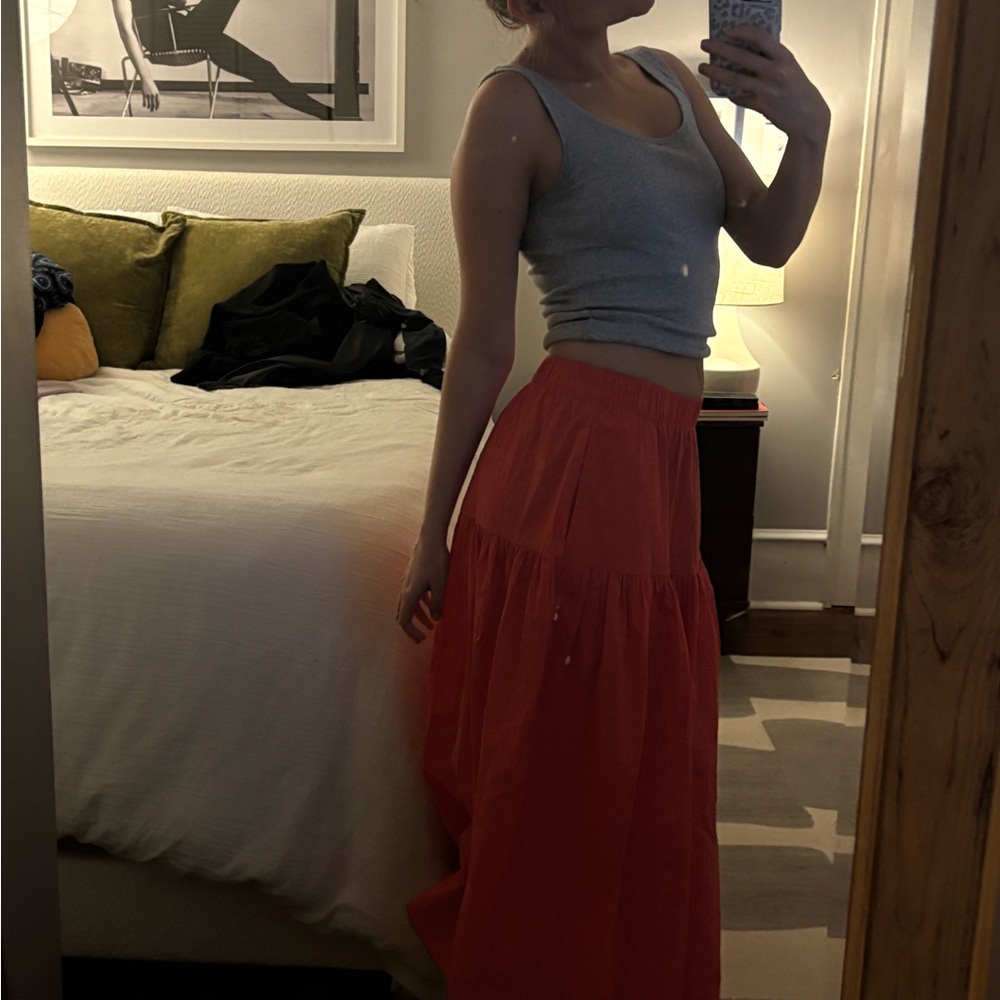 Abercrombie & Fitch Vibrant Red Maxi Skirt